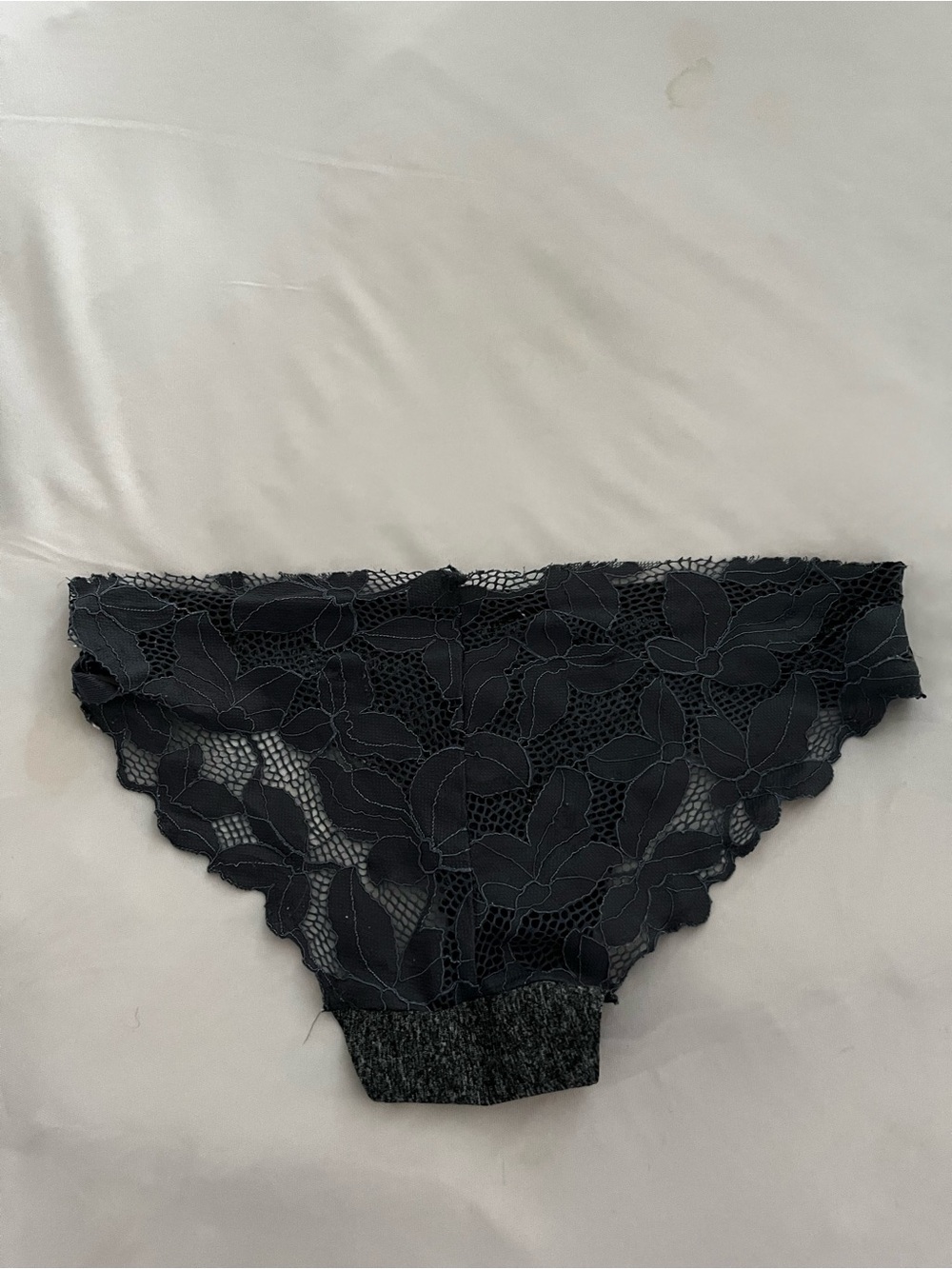 Victoria's Secret Black Floral Lace Bikini Panty